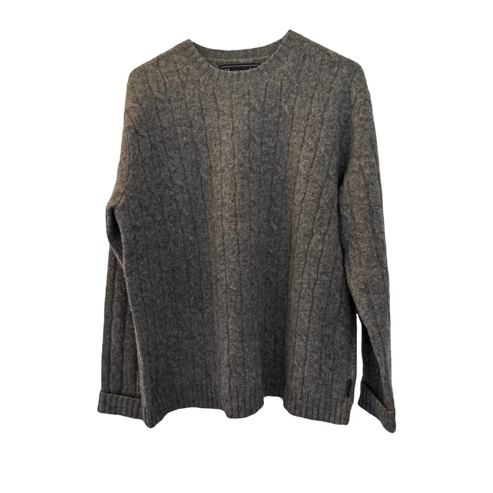 Men's Vintage Abercrombie‎ & Fitch Wool Cableknit Sweater, Gray, Size S (L)